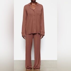 SKIMS Soft Lounge Rib Sleep Set in Wood